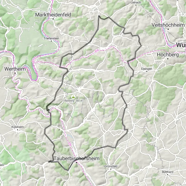 Karten-Miniaturansicht der Radinspiration "Road-Tour durch den Lieblichen Taubertal" in Stuttgart, Germany. Erstellt vom Tarmacs.app-Routenplaner für Radtouren