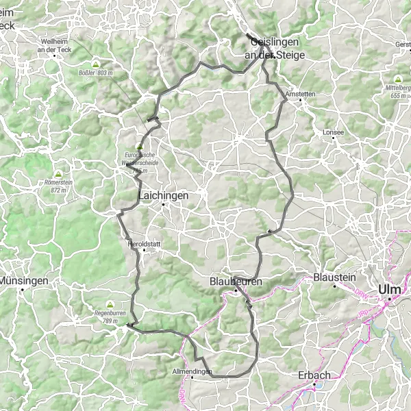 Map miniature of "Enchanting Cycling Tour" cycling inspiration in Stuttgart, Germany. Generated by Tarmacs.app cycling route planner