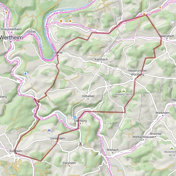 Karten-Miniaturansicht der Radinspiration "Gravel-Tour um Külsheim" in Stuttgart, Germany. Erstellt vom Tarmacs.app-Routenplaner für Radtouren