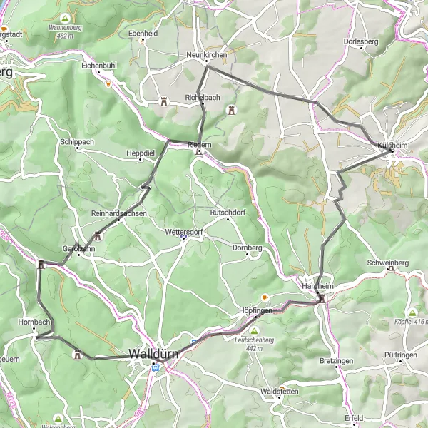 Map miniature of "The Geisberg Challenge" cycling inspiration in Stuttgart, Germany. Generated by Tarmacs.app cycling route planner