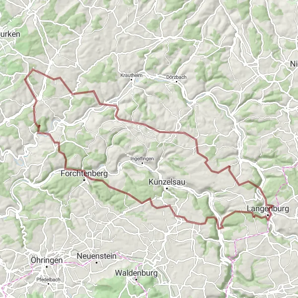Map miniature of "Exploring the Countryside" cycling inspiration in Stuttgart, Germany. Generated by Tarmacs.app cycling route planner