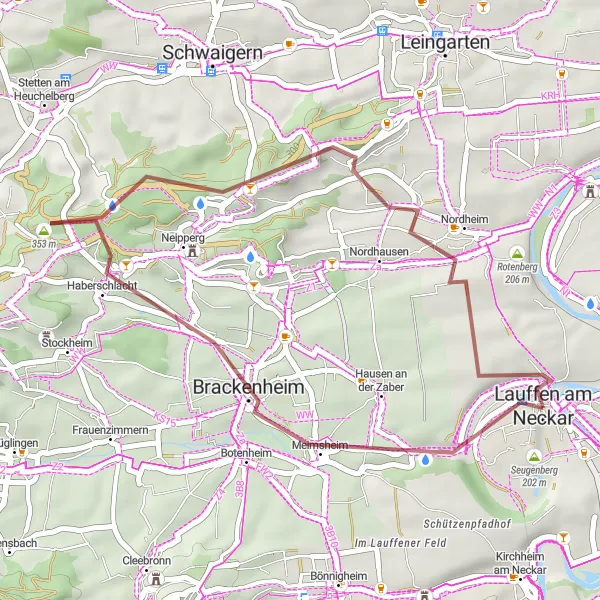 Karten-Miniaturansicht der Radinspiration "Kurze Schottertour um Brackenheim" in Stuttgart, Germany. Erstellt vom Tarmacs.app-Routenplaner für Radtouren