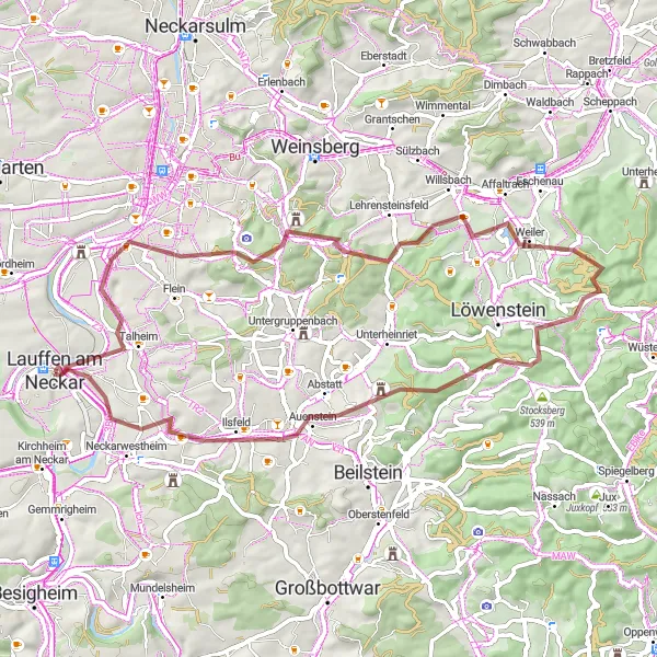 Karten-Miniaturansicht der Radinspiration "Atemberaubende Ausblicke und regionale Highlights" in Stuttgart, Germany. Erstellt vom Tarmacs.app-Routenplaner für Radtouren