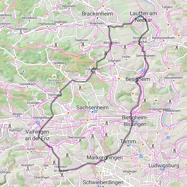 Karten-Miniaturansicht der Radinspiration "Historische Orte und malerische Landschaften" in Stuttgart, Germany. Erstellt vom Tarmacs.app-Routenplaner für Radtouren