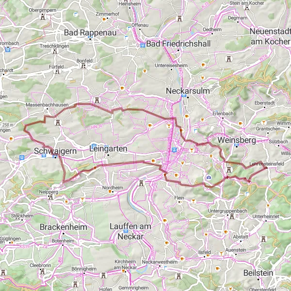 Map miniature of "Reisberg Adventure" cycling inspiration in Stuttgart, Germany. Generated by Tarmacs.app cycling route planner