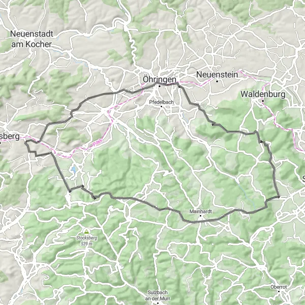 Karten-Miniaturansicht der Radinspiration "Historische Roadbike-Tour durch die Schwäbische Landschaft" in Stuttgart, Germany. Erstellt vom Tarmacs.app-Routenplaner für Radtouren