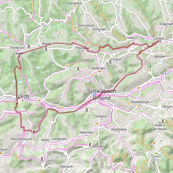 Map miniature of "Exploring the Countryside" cycling inspiration in Stuttgart, Germany. Generated by Tarmacs.app cycling route planner