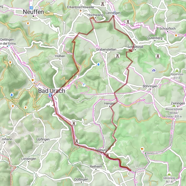 Karten-Miniaturansicht der Radinspiration "Lenningen und Umgebung entdecken" in Stuttgart, Germany. Erstellt vom Tarmacs.app-Routenplaner für Radtouren