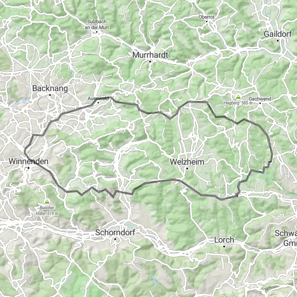 Karten-Miniaturansicht der Radinspiration "Spannender Road-Bike-Rundkurs durch pittoreske Landschaften" in Stuttgart, Germany. Erstellt vom Tarmacs.app-Routenplaner für Radtouren