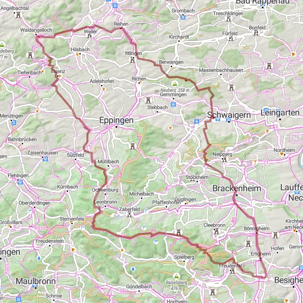 Karten-Miniaturansicht der Radinspiration "Gravel-Abenteuer über 92 km" in Stuttgart, Germany. Erstellt vom Tarmacs.app-Routenplaner für Radtouren
