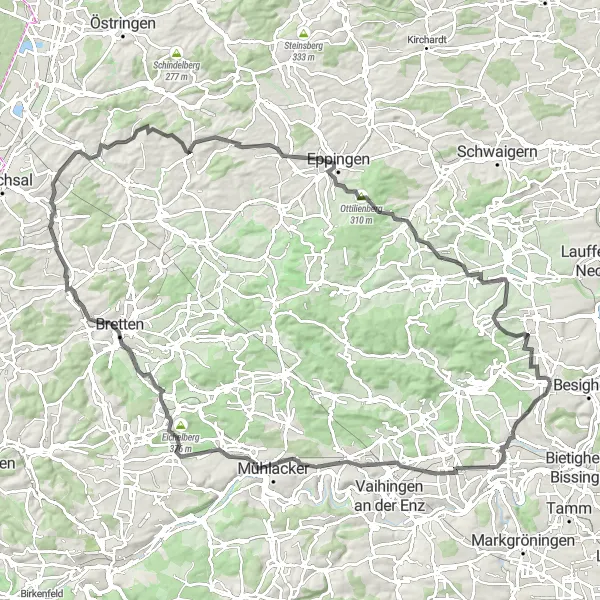 Karten-Miniaturansicht der Radinspiration "Kulturelle Entdeckungstour über 109 km" in Stuttgart, Germany. Erstellt vom Tarmacs.app-Routenplaner für Radtouren