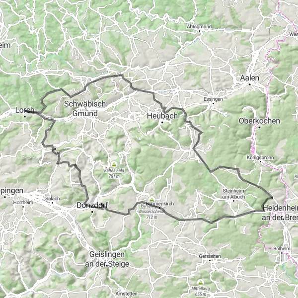 Karten-Miniaturansicht der Radinspiration "Road Bike Adventure von Himmelsstürmer nach Radelstetten" in Stuttgart, Germany. Erstellt vom Tarmacs.app-Routenplaner für Radtouren