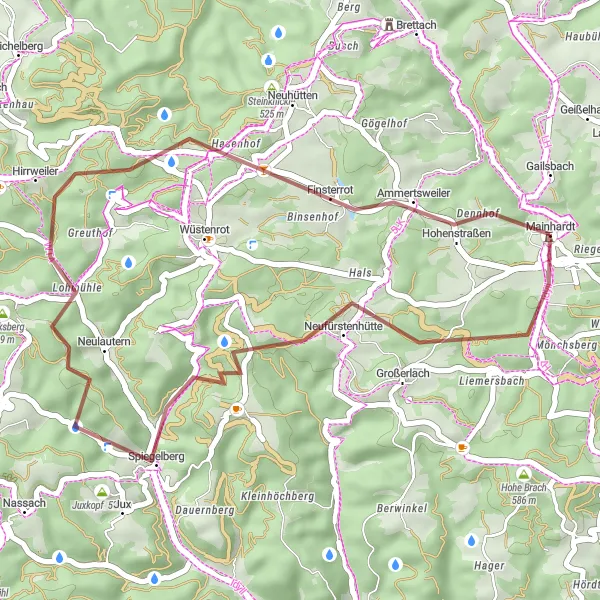 Map miniature of "Spiegelberg Gravel Loop" cycling inspiration in Stuttgart, Germany. Generated by Tarmacs.app cycling route planner