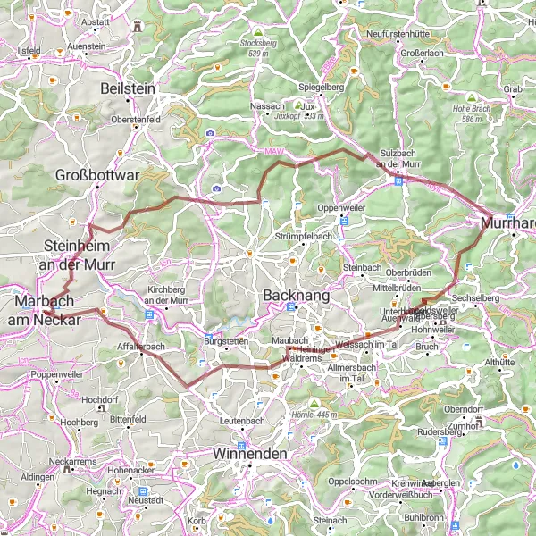 Karten-Miniaturansicht der Radinspiration "Abenteuer auf unbefestigten Wegen" in Stuttgart, Germany. Erstellt vom Tarmacs.app-Routenplaner für Radtouren