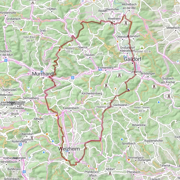Karten-Miniaturansicht der Radinspiration "Erleben Sie die Natur - Radtour durch Gaildorf und Umgebung" in Stuttgart, Germany. Erstellt vom Tarmacs.app-Routenplaner für Radtouren