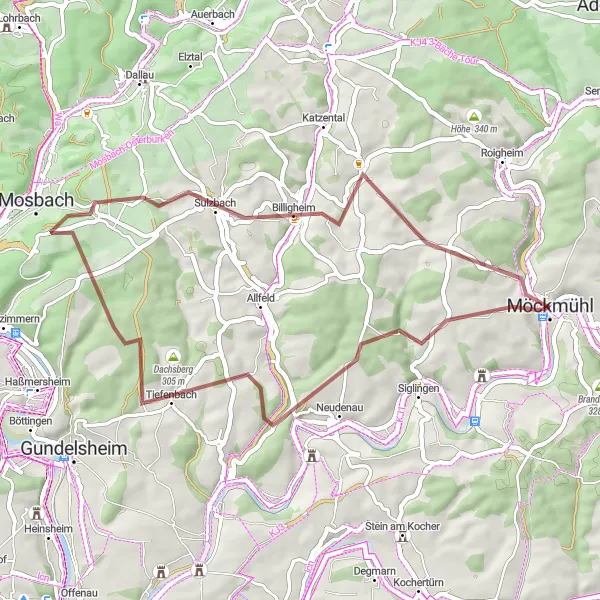 Karten-Miniaturansicht der Radinspiration "Entdeckertour auf unbefestigten Wegen" in Stuttgart, Germany. Erstellt vom Tarmacs.app-Routenplaner für Radtouren