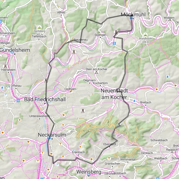 Karten-Miniaturansicht der Radinspiration "Rundfahrt durch herrliche Landschaften" in Stuttgart, Germany. Erstellt vom Tarmacs.app-Routenplaner für Radtouren