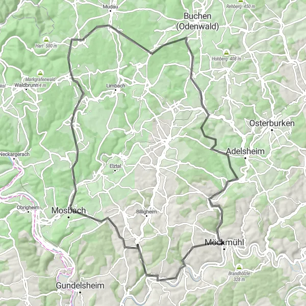 Karten-Miniaturansicht der Radinspiration "Auf den Spuren des Bürgers Neudenau" in Stuttgart, Germany. Erstellt vom Tarmacs.app-Routenplaner für Radtouren