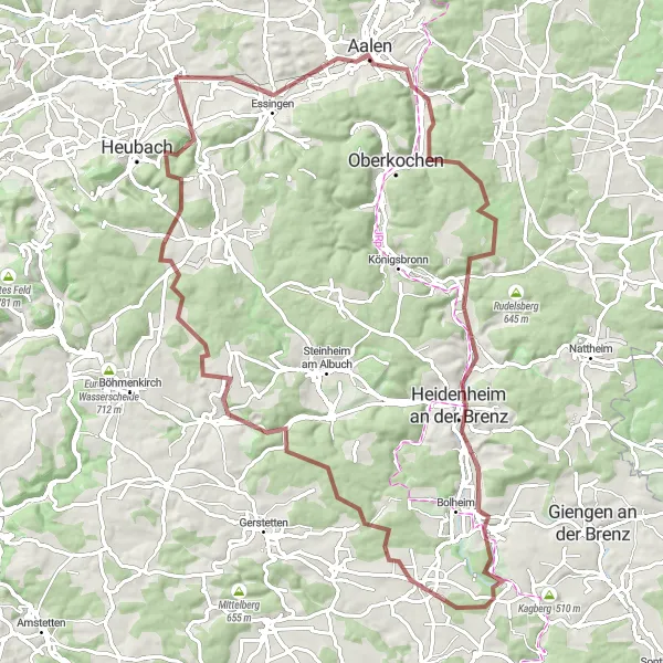 Karten-Miniaturansicht der Radinspiration "Rundfahrt mit Gravel-Bike über Schillerhöhe und Kinderfestplatz" in Stuttgart, Germany. Erstellt vom Tarmacs.app-Routenplaner für Radtouren