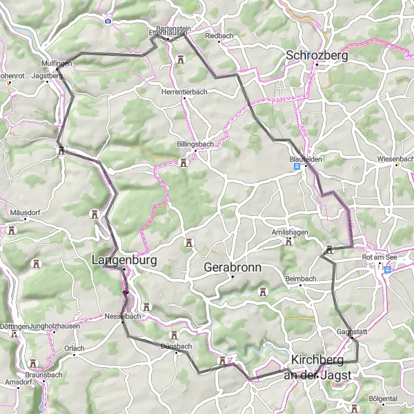 Karten-Miniaturansicht der Radinspiration "Schloss- und Turmtour" in Stuttgart, Germany. Erstellt vom Tarmacs.app-Routenplaner für Radtouren