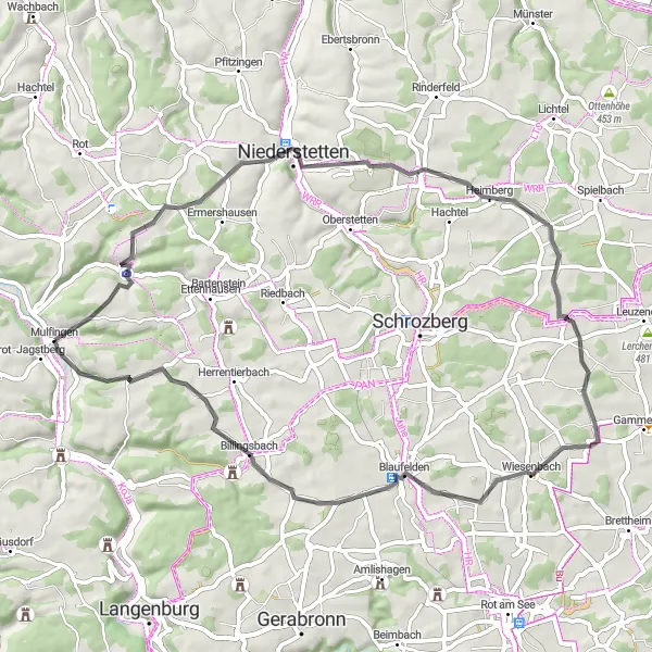 Karten-Miniaturansicht der Radinspiration "Kleine Tour durch das Kochertal" in Stuttgart, Germany. Erstellt vom Tarmacs.app-Routenplaner für Radtouren