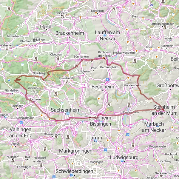 Karten-Miniaturansicht der Radinspiration "Bietigheim-Bissingen nach Murr Rundtour" in Stuttgart, Germany. Erstellt vom Tarmacs.app-Routenplaner für Radtouren