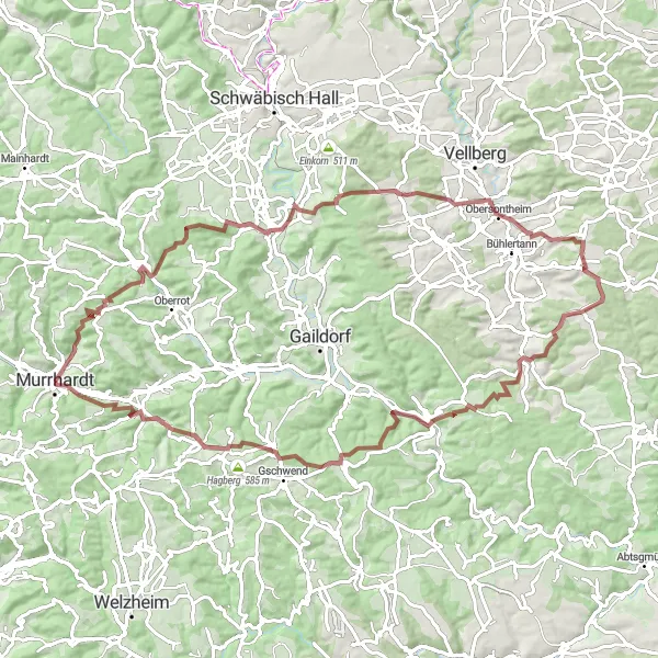 Map miniature of "The Holenstein Circuit" cycling inspiration in Stuttgart, Germany. Generated by Tarmacs.app cycling route planner