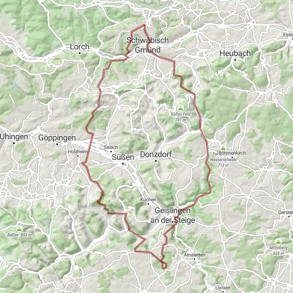 Karten-Miniaturansicht der Radinspiration "Epische Gravel-Tour um Stuttgart" in Stuttgart, Germany. Erstellt vom Tarmacs.app-Routenplaner für Radtouren