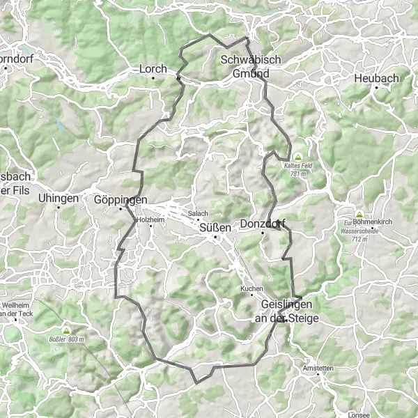 Karten-Miniaturansicht der Radinspiration "Die Schlösser- und Burgenroute" in Stuttgart, Germany. Erstellt vom Tarmacs.app-Routenplaner für Radtouren
