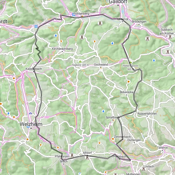 Karten-Miniaturansicht der Radinspiration "Road-Tour rund um Stuttgart" in Stuttgart, Germany. Erstellt vom Tarmacs.app-Routenplaner für Radtouren