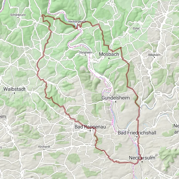 Karten-Miniaturansicht der Radinspiration "Gravel-Abenteuer durch das Neckartal" in Stuttgart, Germany. Erstellt vom Tarmacs.app-Routenplaner für Radtouren