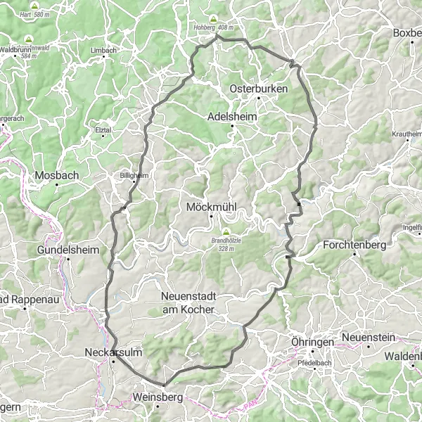 Karten-Miniaturansicht der Radinspiration "Rennradtour durch die Region" in Stuttgart, Germany. Erstellt vom Tarmacs.app-Routenplaner für Radtouren