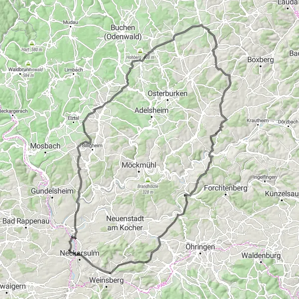 Karten-Miniaturansicht der Radinspiration "Radtour durch das Neckartal" in Stuttgart, Germany. Erstellt vom Tarmacs.app-Routenplaner für Radtouren