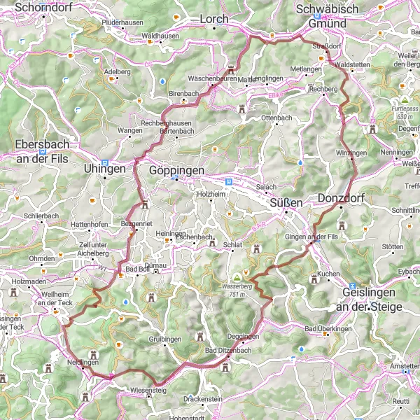 Map miniature of "The Tower Hill Adventure" cycling inspiration in Stuttgart, Germany. Generated by Tarmacs.app cycling route planner