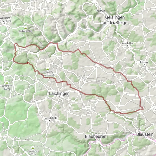 Karten-Miniaturansicht der Radinspiration "Gravel-Abenteuer durch die Natur" in Stuttgart, Germany. Erstellt vom Tarmacs.app-Routenplaner für Radtouren