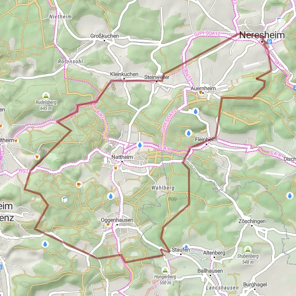 Karten-Miniaturansicht der Radinspiration "Graveltour durch Aussichtspunkt Moldenberg und Kleinkuchen" in Stuttgart, Germany. Erstellt vom Tarmacs.app-Routenplaner für Radtouren
