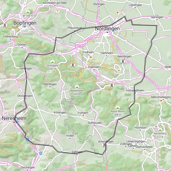 Karten-Miniaturansicht der Radinspiration "Panoramatische Straßenradtour durch die Region" in Stuttgart, Germany. Erstellt vom Tarmacs.app-Routenplaner für Radtouren