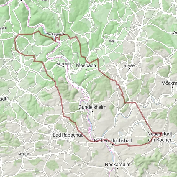 Karten-Miniaturansicht der Radinspiration "Über Bad Wimpfen zum Wasserschloss Presteneck" in Stuttgart, Germany. Erstellt vom Tarmacs.app-Routenplaner für Radtouren