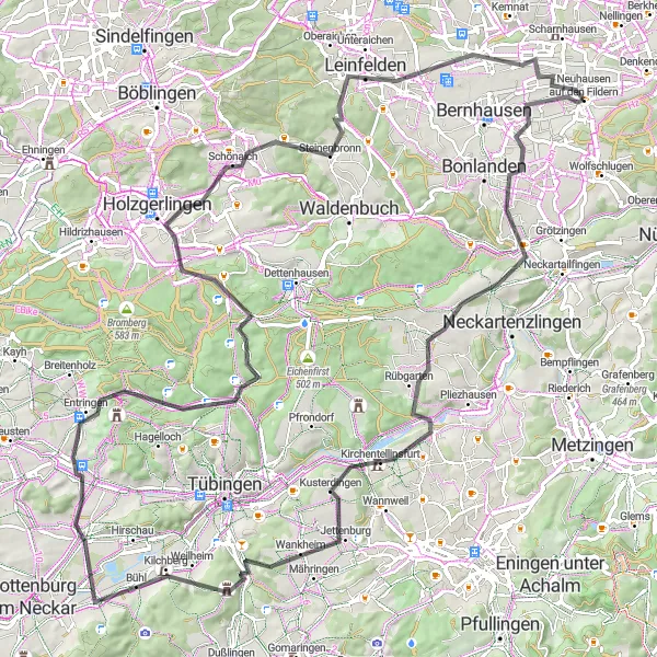 Karten-Miniaturansicht der Radinspiration "Road-Tour durch beeindruckende Natur" in Stuttgart, Germany. Erstellt vom Tarmacs.app-Routenplaner für Radtouren