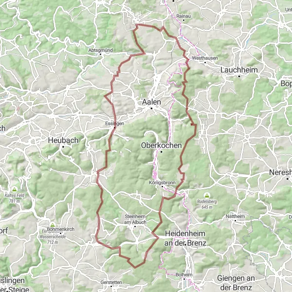 Karten-Miniaturansicht der Radinspiration "Panorama-Graveltour Neuler" in Stuttgart, Germany. Erstellt vom Tarmacs.app-Routenplaner für Radtouren