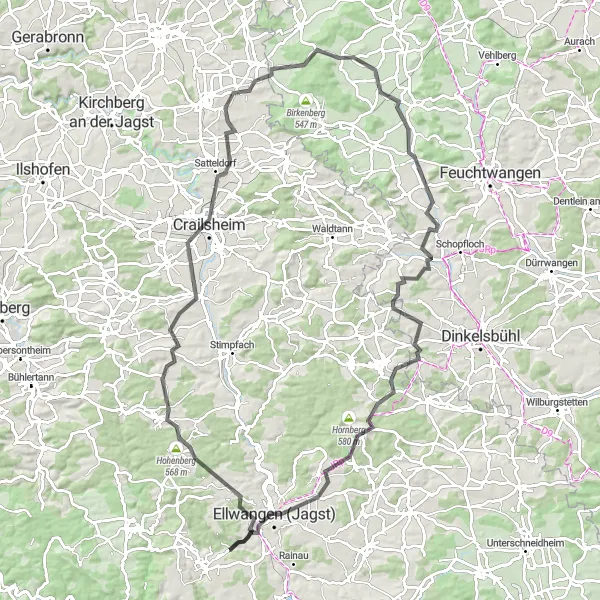 Karten-Miniaturansicht der Radinspiration "Hügellandschaften Tour" in Stuttgart, Germany. Erstellt vom Tarmacs.app-Routenplaner für Radtouren