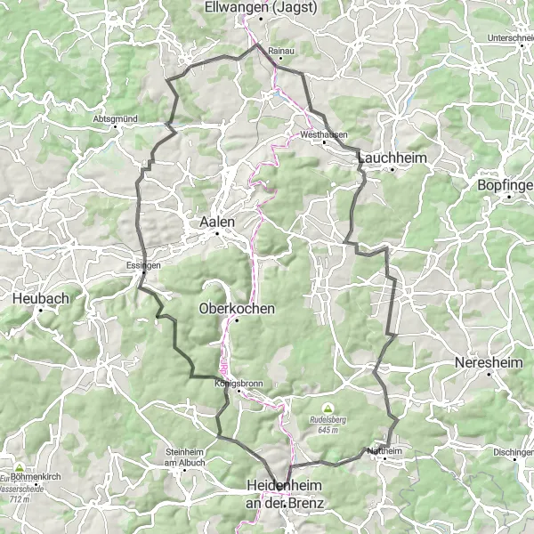 Karten-Miniaturansicht der Radinspiration "Schlösser und Burgen Rundfahrt" in Stuttgart, Germany. Erstellt vom Tarmacs.app-Routenplaner für Radtouren