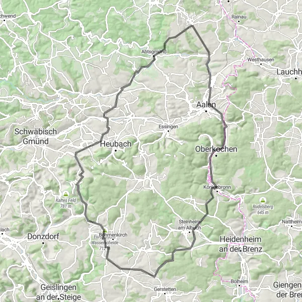 Karten-Miniaturansicht der Radinspiration "Rundtour ab Neuler - Europäische Wasserscheide entdecken" in Stuttgart, Germany. Erstellt vom Tarmacs.app-Routenplaner für Radtouren