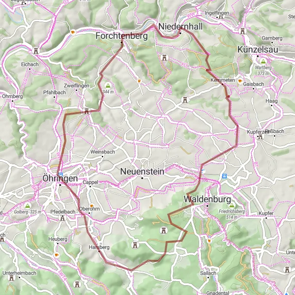 Karten-Miniaturansicht der Radinspiration "Gravel Tour durch die Natur" in Stuttgart, Germany. Erstellt vom Tarmacs.app-Routenplaner für Radtouren