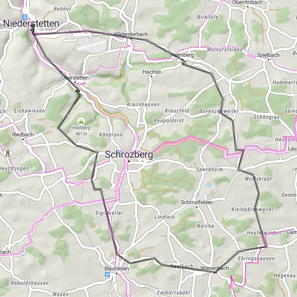 Map miniature of "The Beauty of Blaufelden" cycling inspiration in Stuttgart, Germany. Generated by Tarmacs.app cycling route planner