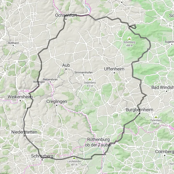 Map miniature of "Romantic Road Ride" cycling inspiration in Stuttgart, Germany. Generated by Tarmacs.app cycling route planner