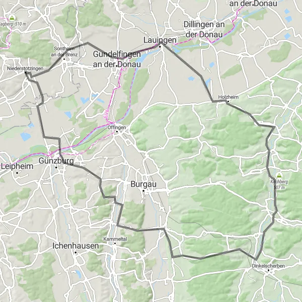 Map miniature of "Tour of Historical Landmarks" cycling inspiration in Stuttgart, Germany. Generated by Tarmacs.app cycling route planner