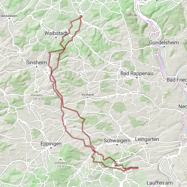 Karten-Miniaturansicht der Radinspiration "Abenteuerliche Gravel-Strecke mit historischen Highlights" in Stuttgart, Germany. Erstellt vom Tarmacs.app-Routenplaner für Radtouren