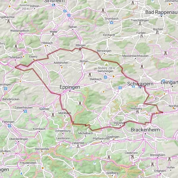 Karten-Miniaturansicht der Radinspiration "Naturerlebnis und Gravel-Abenteuer" in Stuttgart, Germany. Erstellt vom Tarmacs.app-Routenplaner für Radtouren