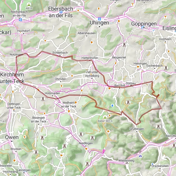 Karten-Miniaturansicht der Radinspiration "Hügeliges Gelände und malerische Ausblicke" in Stuttgart, Germany. Erstellt vom Tarmacs.app-Routenplaner für Radtouren